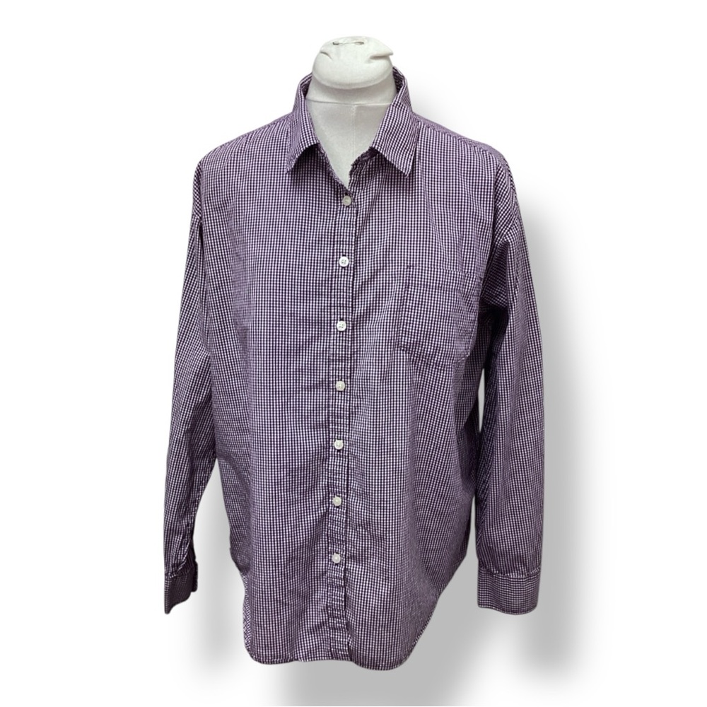 American Eagle Women’s Long Sleeve Boyfriend Fit Button Front Check Shirt XL